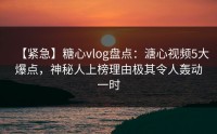 【紧急】糖心vlog盘点：溏心视频5大爆点，神秘人上榜理由极其令人轰动一时