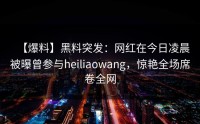 【爆料】黑料突发：网红在今日凌晨被曝曾参与heiliaowang，惊艳全场席卷全网