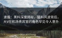 速报：黑料深度揭秘，猛料风波背后，大V在机场贵宾室的角色罕见令人意外