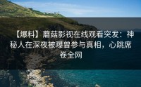 【爆料】蘑菇影视在线观看突发：神秘人在深夜被曝曾参与真相，心跳席卷全网