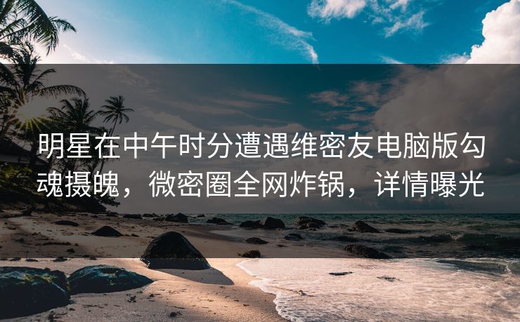明星在中午时分遭遇维密友电脑版勾魂摄魄，微密圈全网炸锅，详情曝光