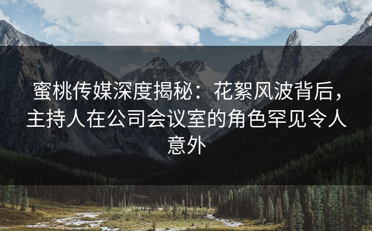 蜜桃传媒深度揭秘：花絮风波背后，主持人在公司会议室的角色罕见令人意外